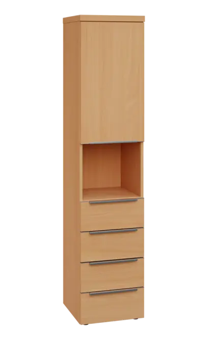 SIN 5 - 44ZND kancelářská skříň, 4-zásuvková/nika, 1-dveřová, pravá, 1820x400x400, buk royal